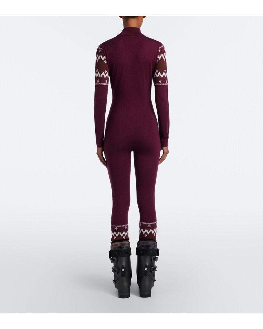 Perfect Moment Red Fair Isle Wool Catsuit