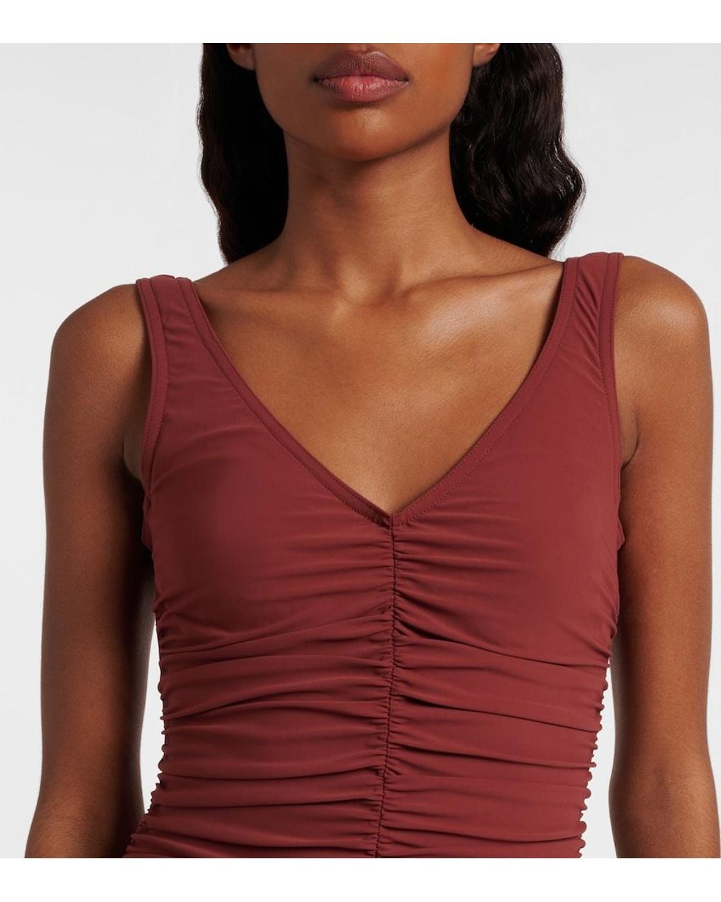Karla Colletto Red Basics Ruched Swimsuit