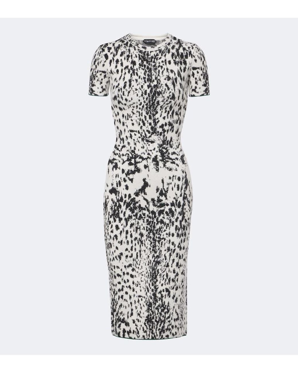 Tom Ford White Jacquard Velvet Midi Dress