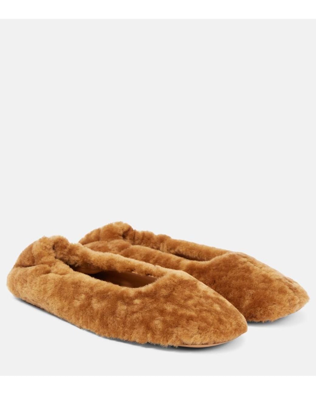 Dries Van Noten Brown Shearling Ballet Flats