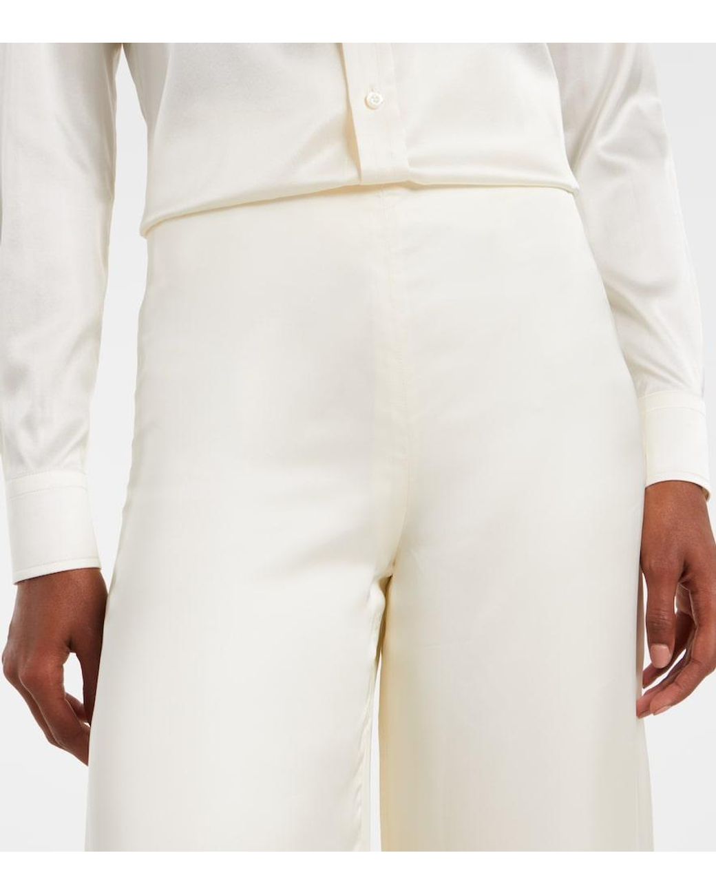 Ralph Lauren White Satin Wide-Leg Pants