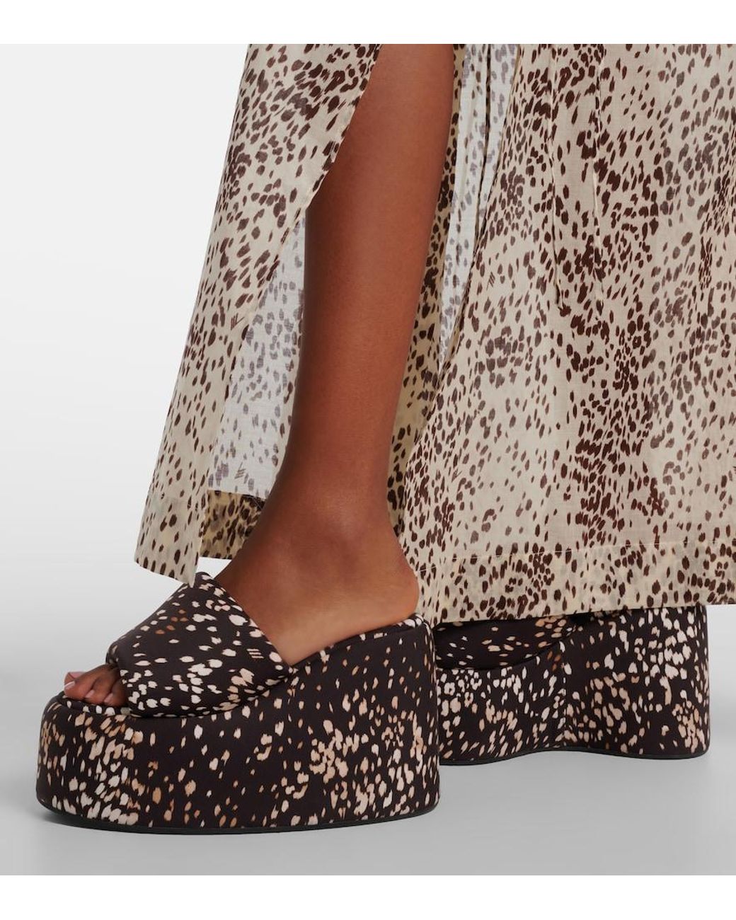 The Attico Brown Mochi Leopard-Print Platform Sandals