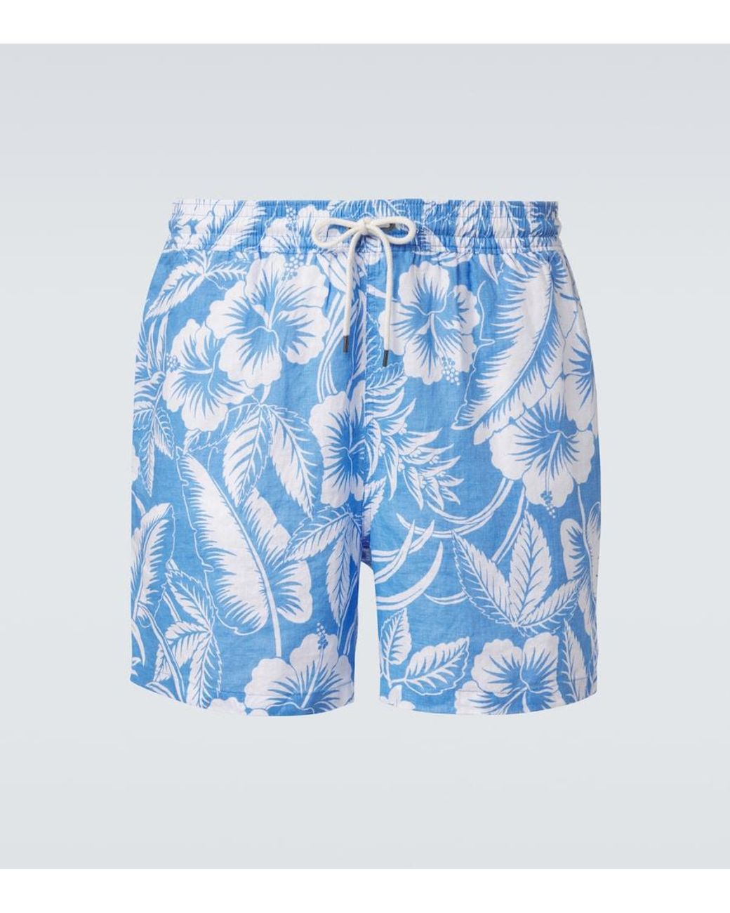 Polo Ralph Lauren Blue Floral Linen Swim Trunks for men