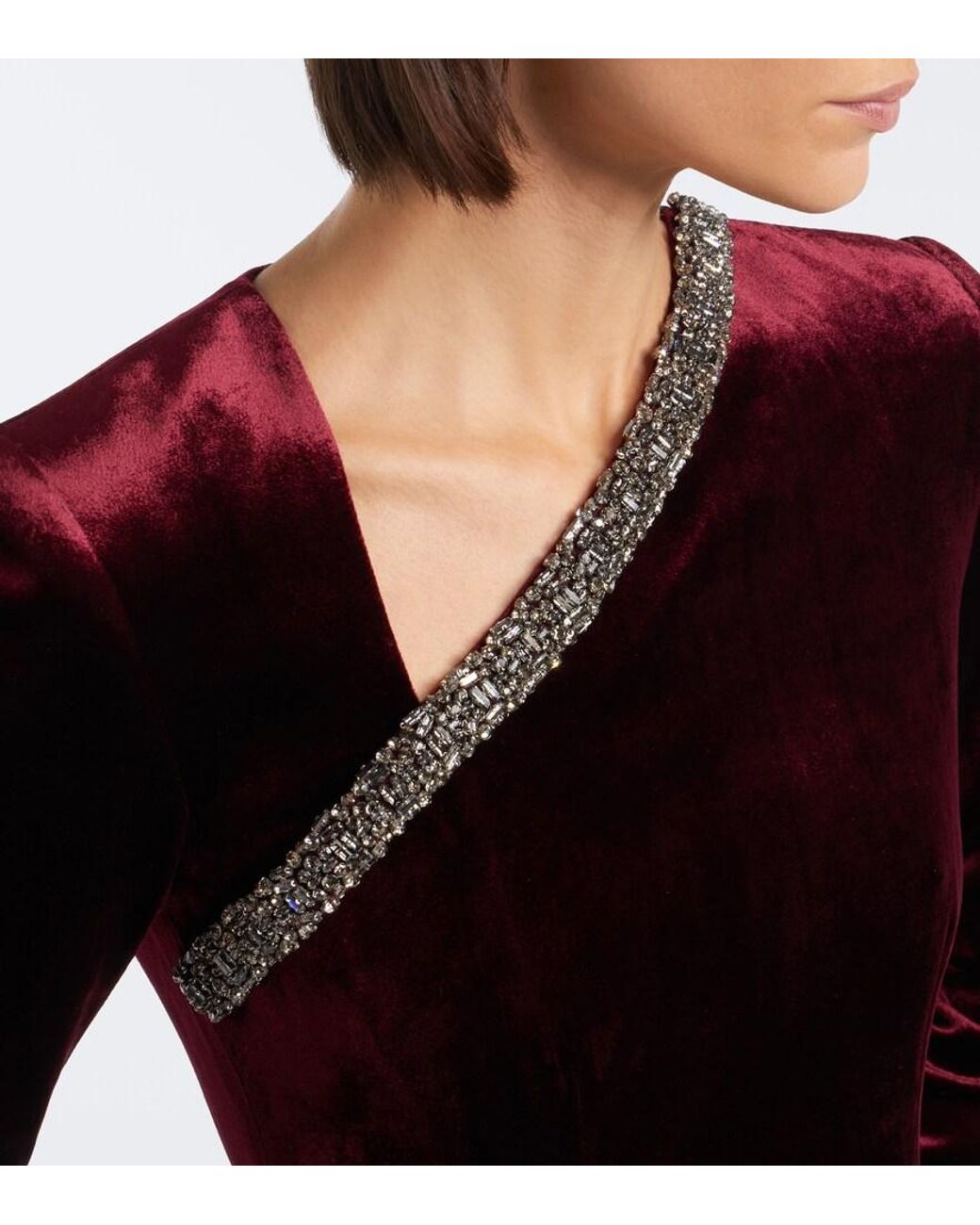 Roland Mouret Purple Embellished Velvet Gown