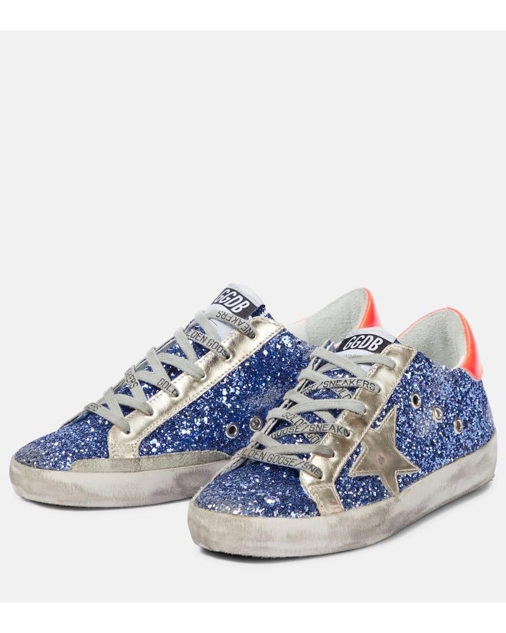 Golden Goose Super star Embellished Leather Sneakers in Blue Lyst