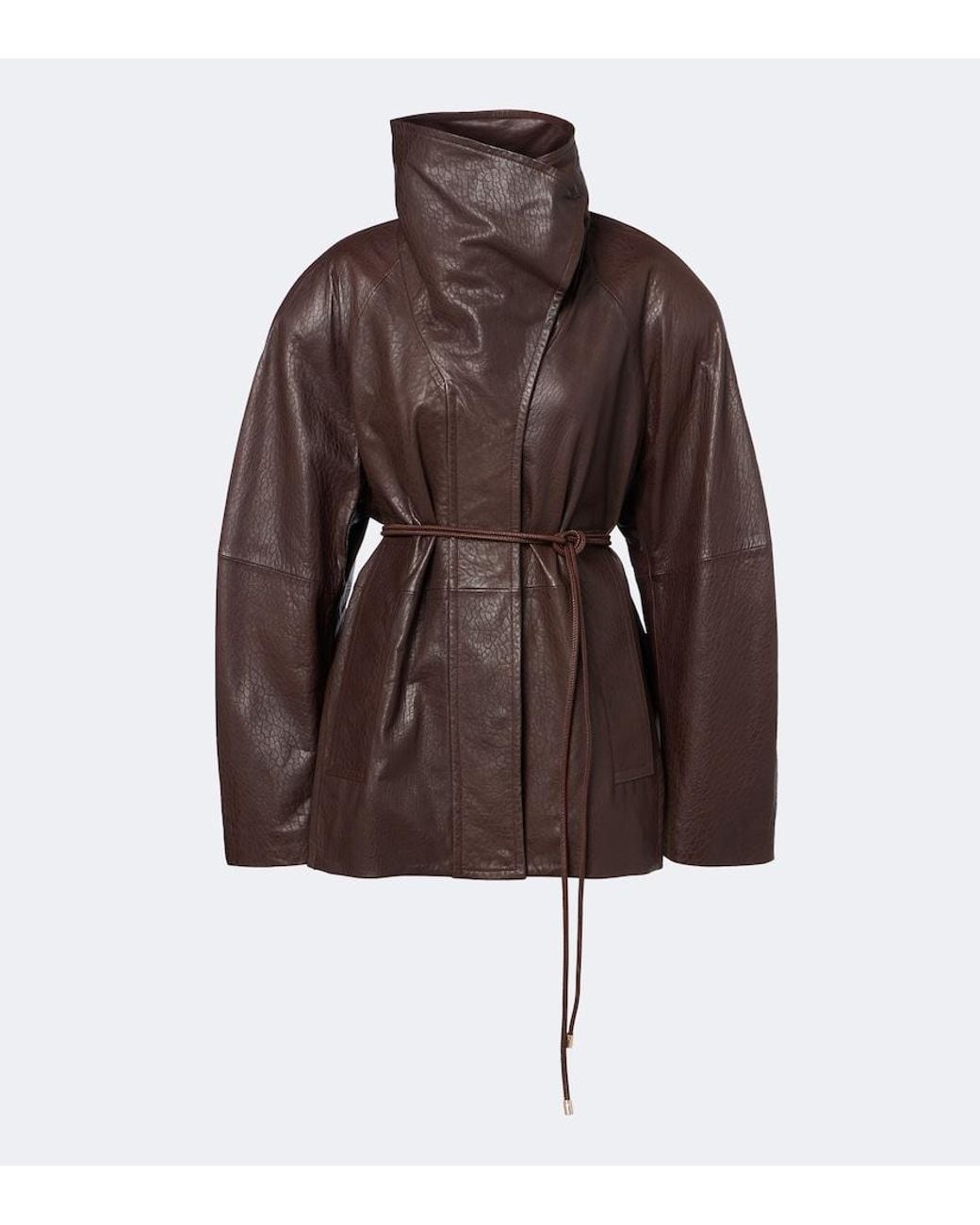 Sportmax Brown Belted Leather Jacket