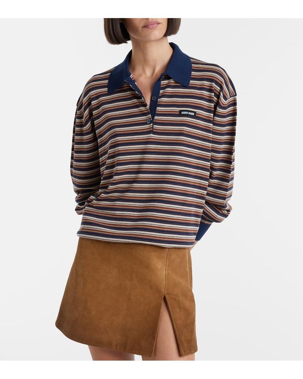 Miu Miu Multicolor Striped Virgin Wool Polo Sweater