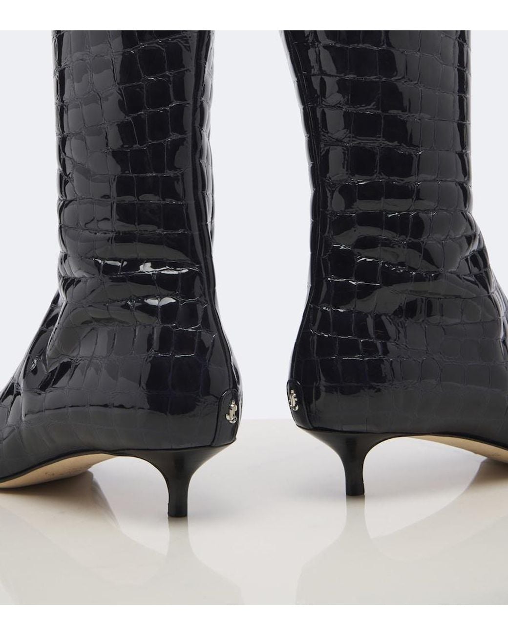 Jimmy Choo Black Amis Croc-Effect Leather Knee-High Boots