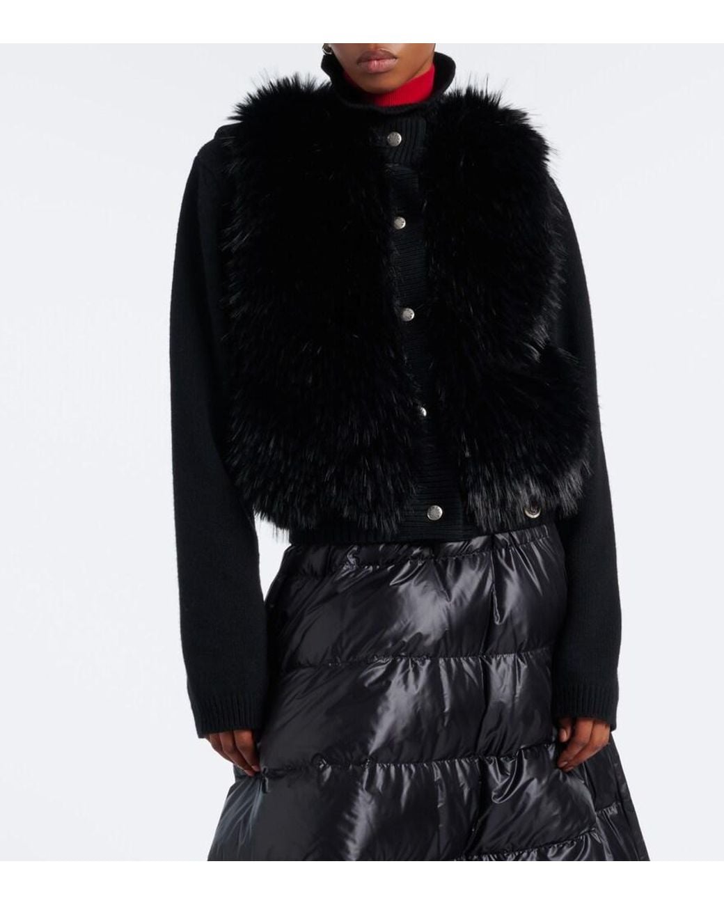 Moncler Black Down-Paneled Vest