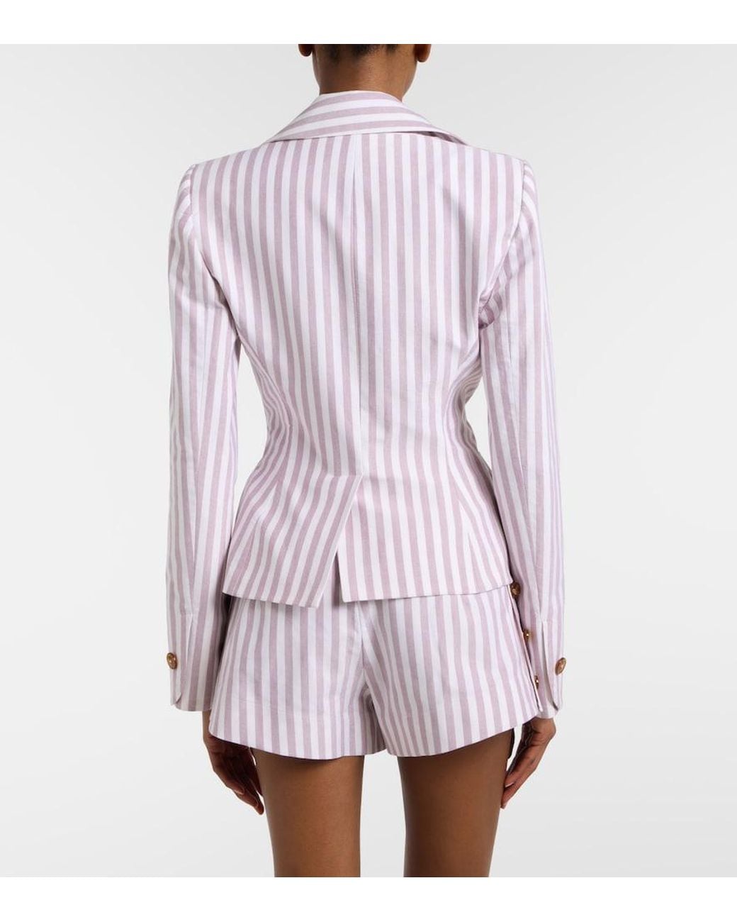 Vivienne Westwood Pink Draped Striped Peplum Cotton Jacket