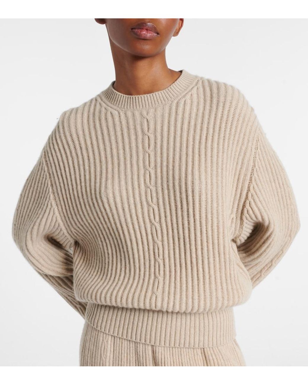 Loro Piana Natural Plane Tree Ribbed-Knit Cashmere Sweater