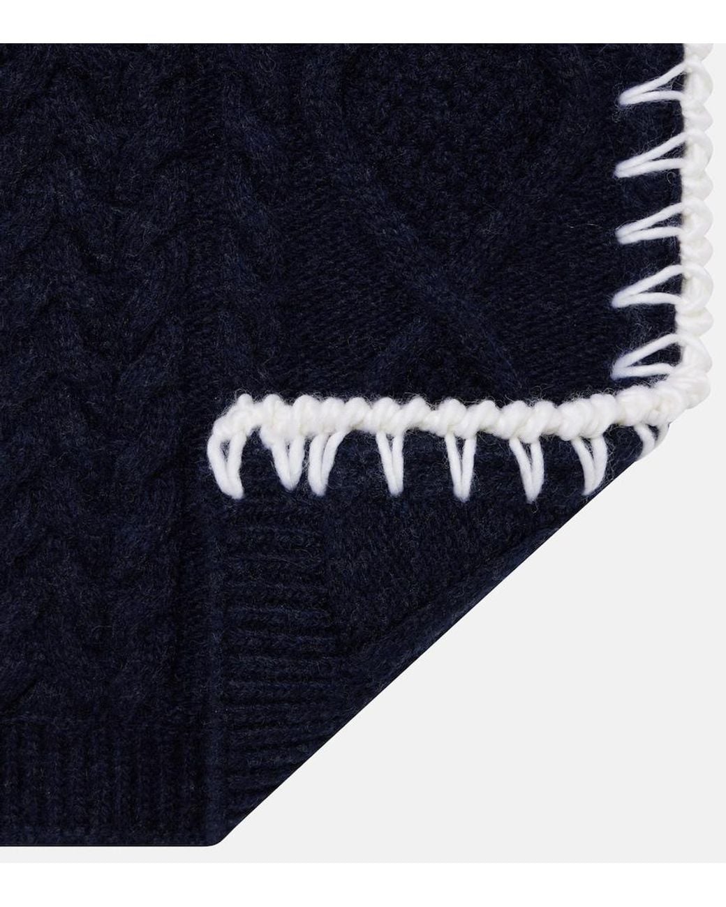 Miu Miu Blue Cable-Knit Wool And Cashmere Scarf