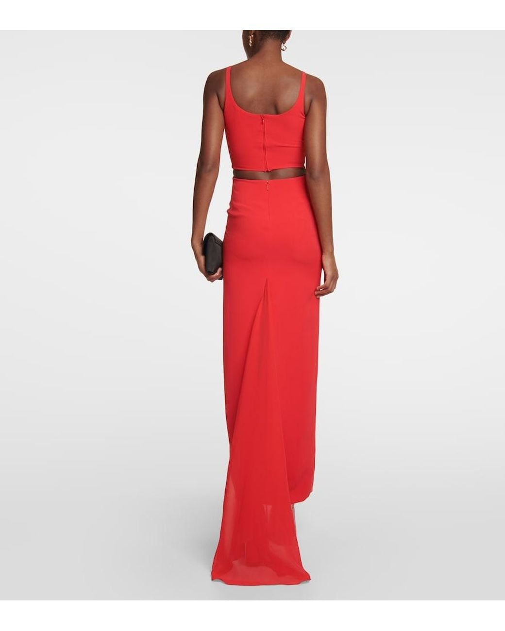 Versace Red Medusa 95' Cutout Silk Gown