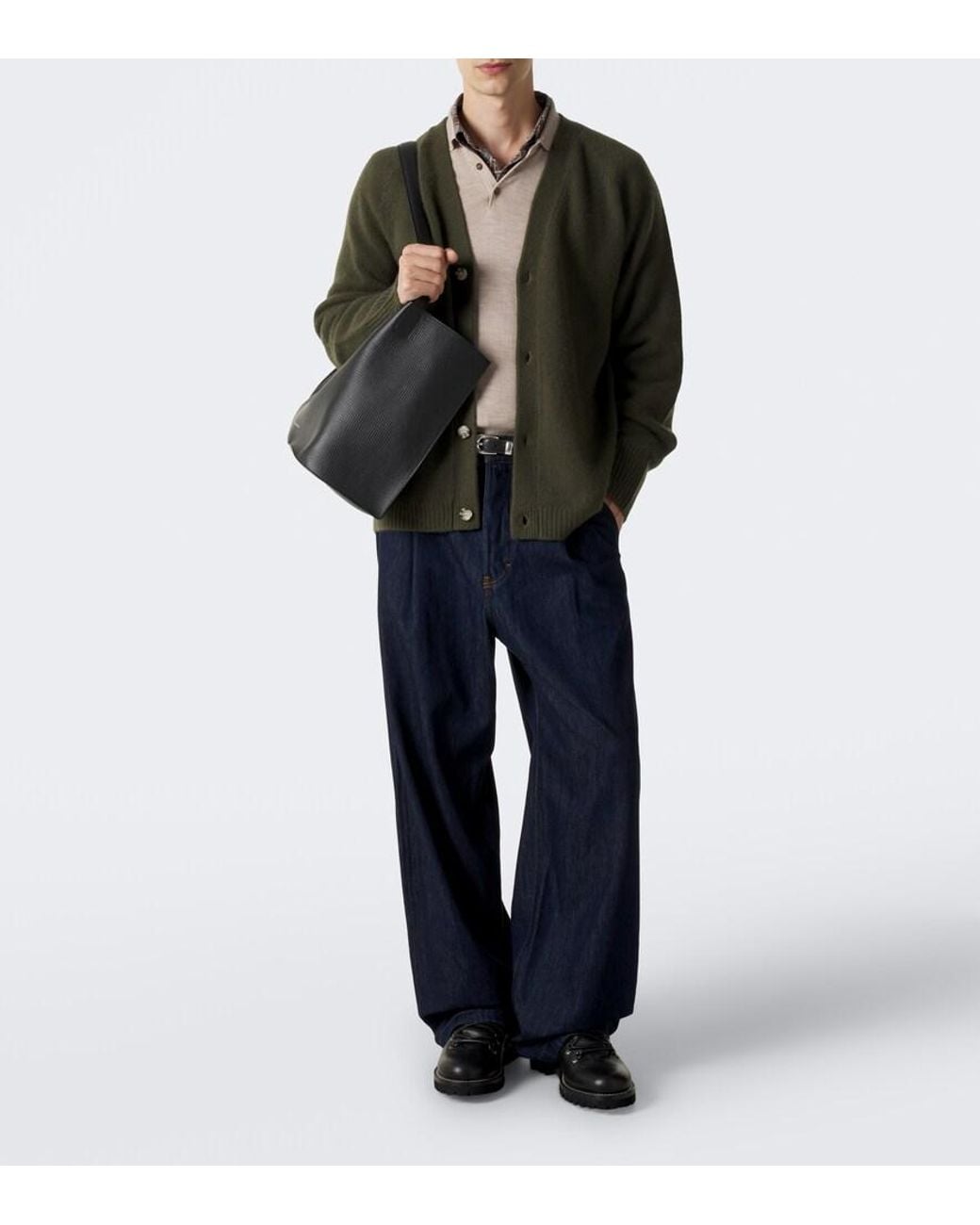 arch4 Green Mr Sage Cashmere Cardigan for men