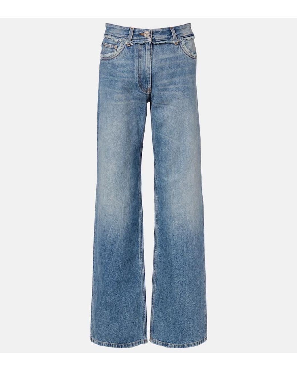 Versace Blue Mid-Rise Wide-Leg Jeans
