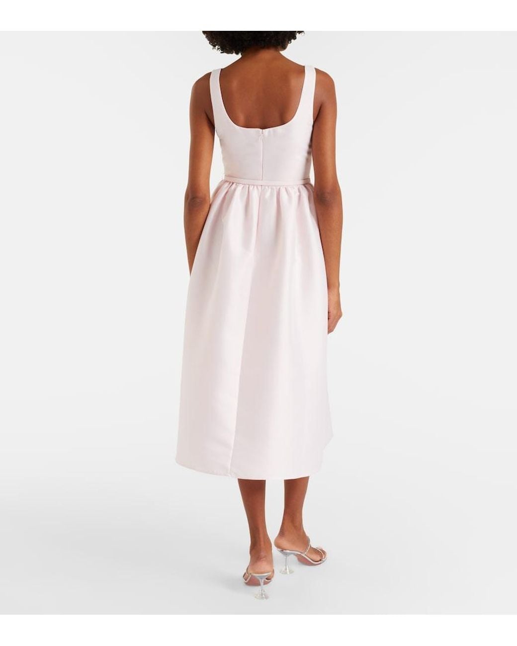 Self-Portrait Pink Belted Taffeta Midi Dress