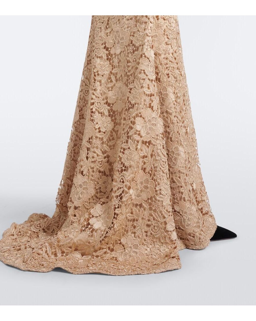 Rebecca Vallance Natural Nottingham Open-Back Guipure Lace Gown