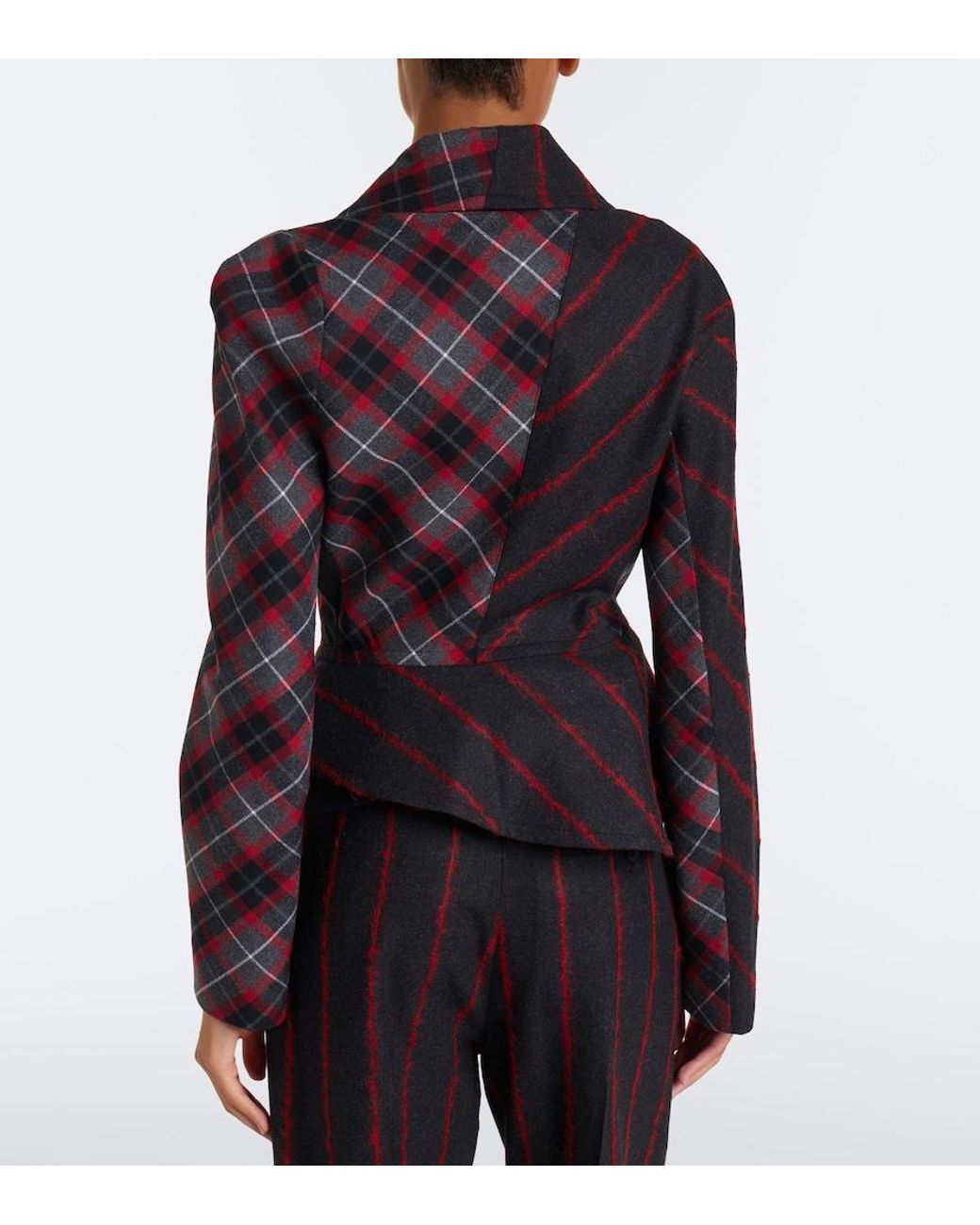 Vivienne Westwood Black Stormy Peplum Tartan Wool Jacket