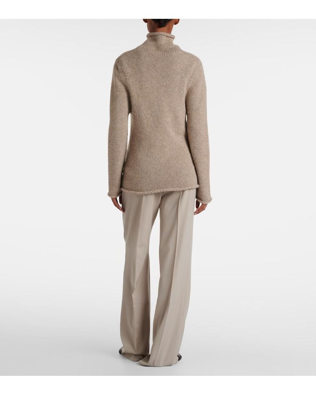 The Row Natural Mariam Cashmere Turtleneck Sweater