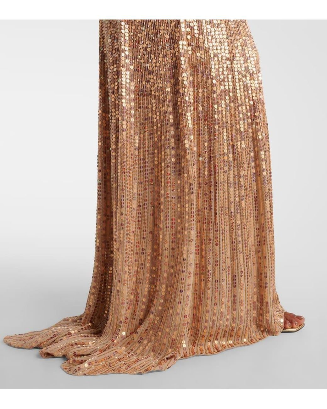 Jenny Packham Brown Benue Embellished Silk Gown