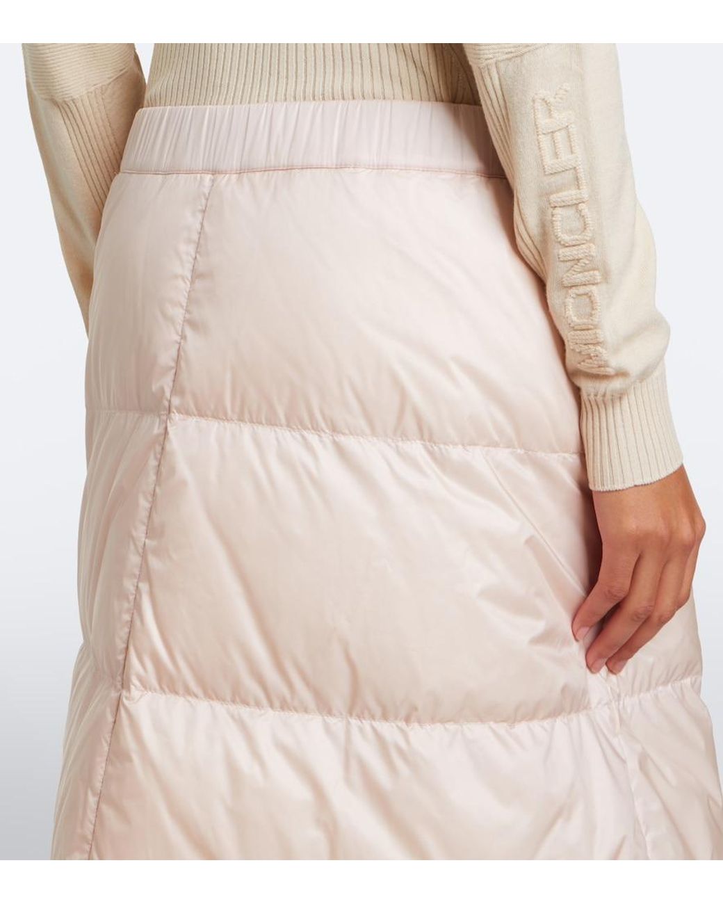 Moncler Pink Down-Paneled Midi Skirt