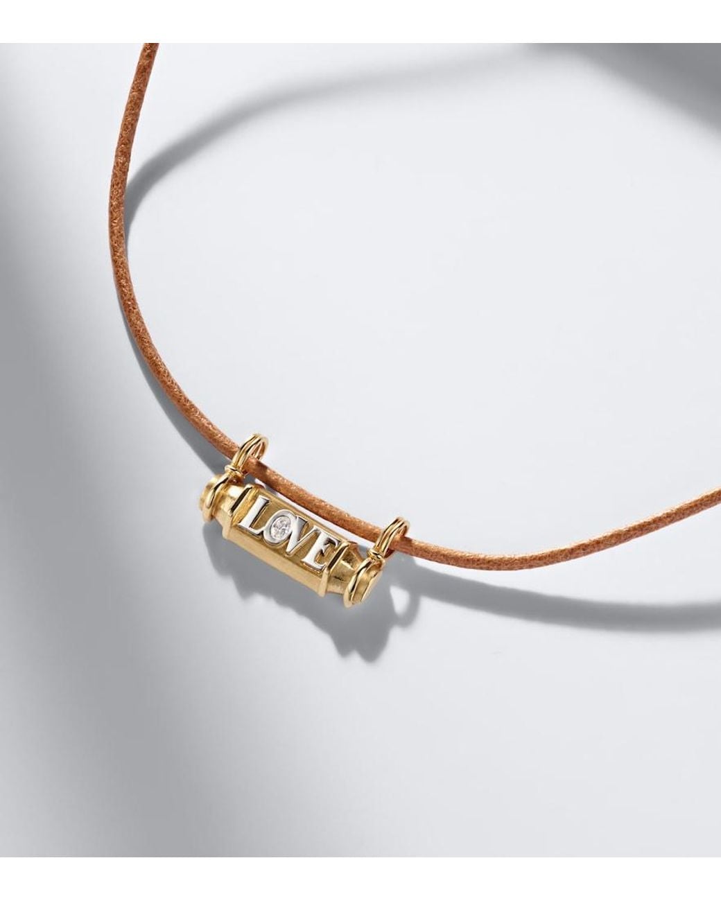Marie Lichtenberg Metallic Love Smash 18Kt And Leather Pendant Necklace With Diamond