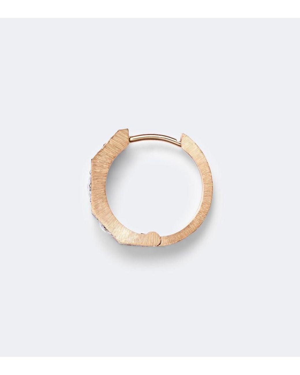 Marie Lichtenberg White Ecrou 18Kt Rose Single Hoop Earring With Diamonds