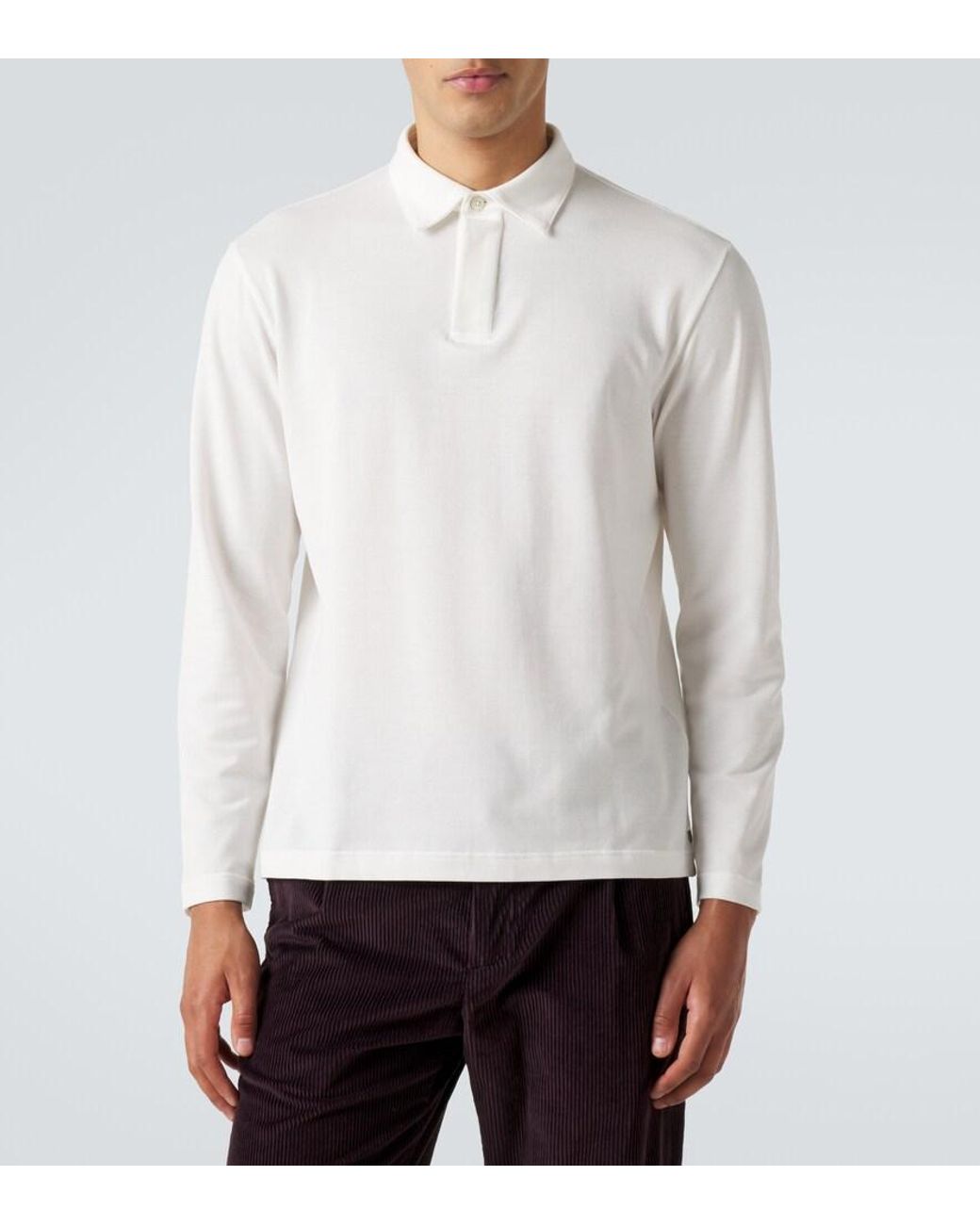 Eleventy White Cotton Pique Polo Shirt for men