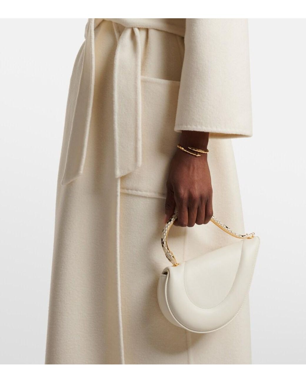 BVLGARI White Serpenti Cuore 1968 Leather Top-Handle Bag