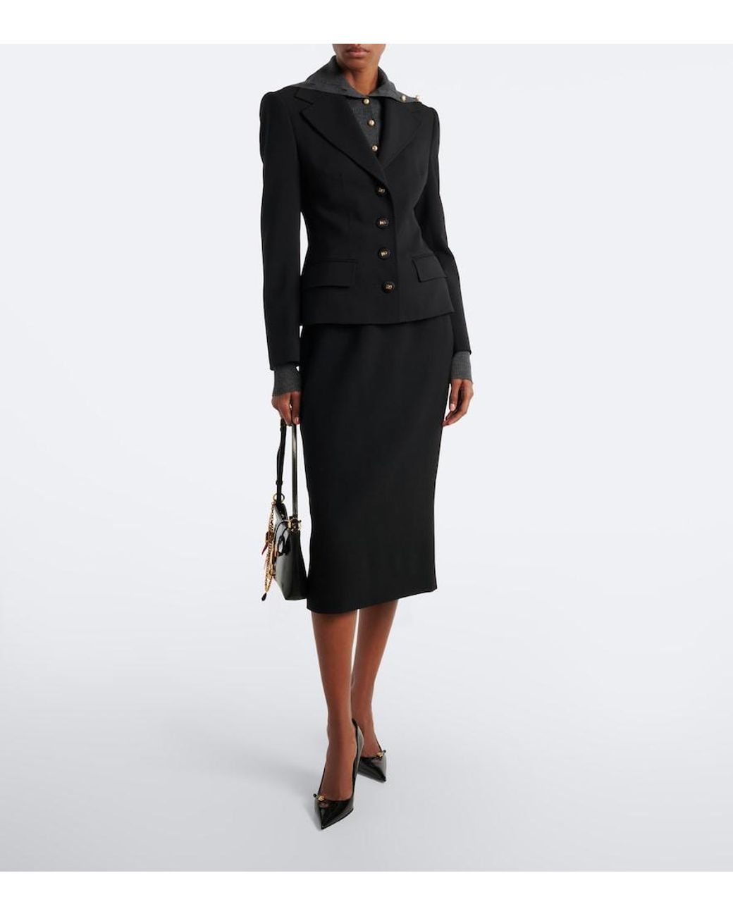 Dolce & Gabbana Black Virgin Wool Pencil Skirt