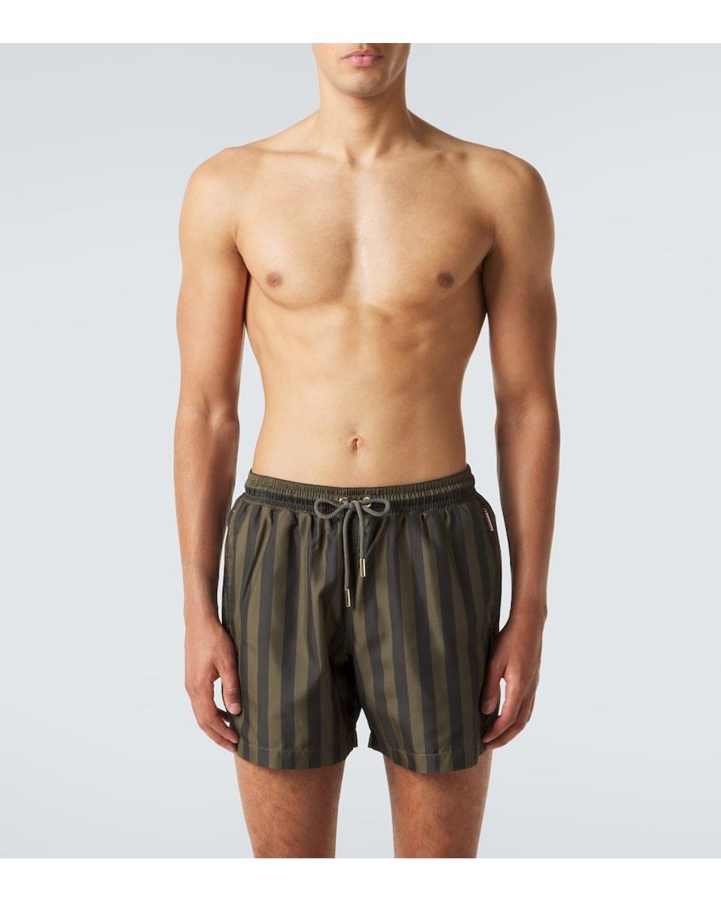 Orlebar Brown Green Boxer Striped Swim Trunks for men