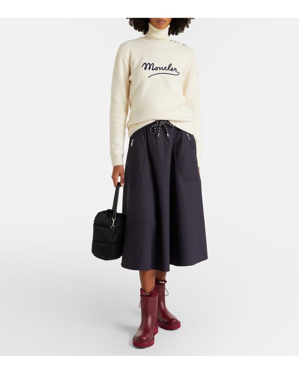 Moncler Natural Embroidered Logo Cotton-Blend Sweater