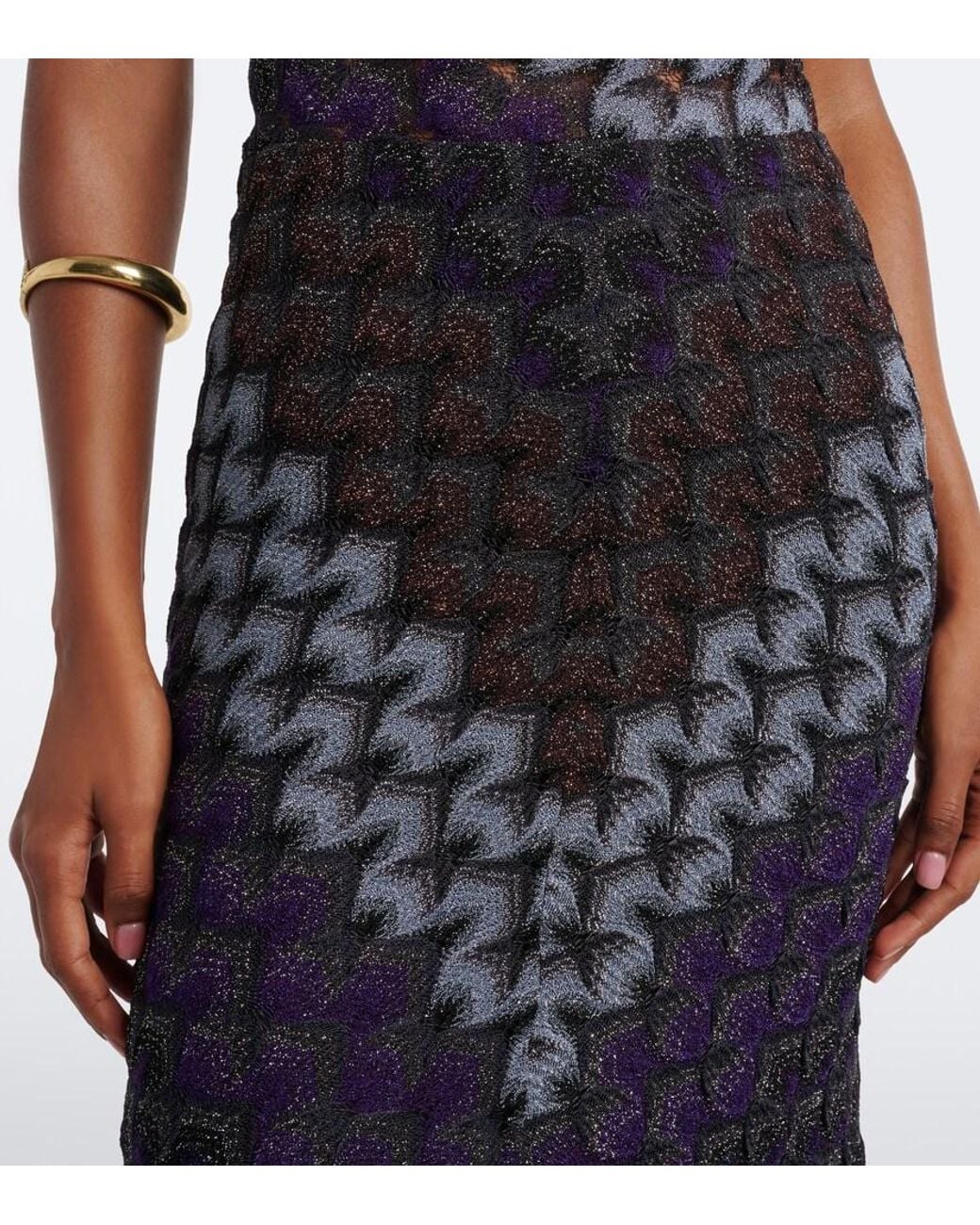 Missoni Blue Knitted Lame Maxi Skirt