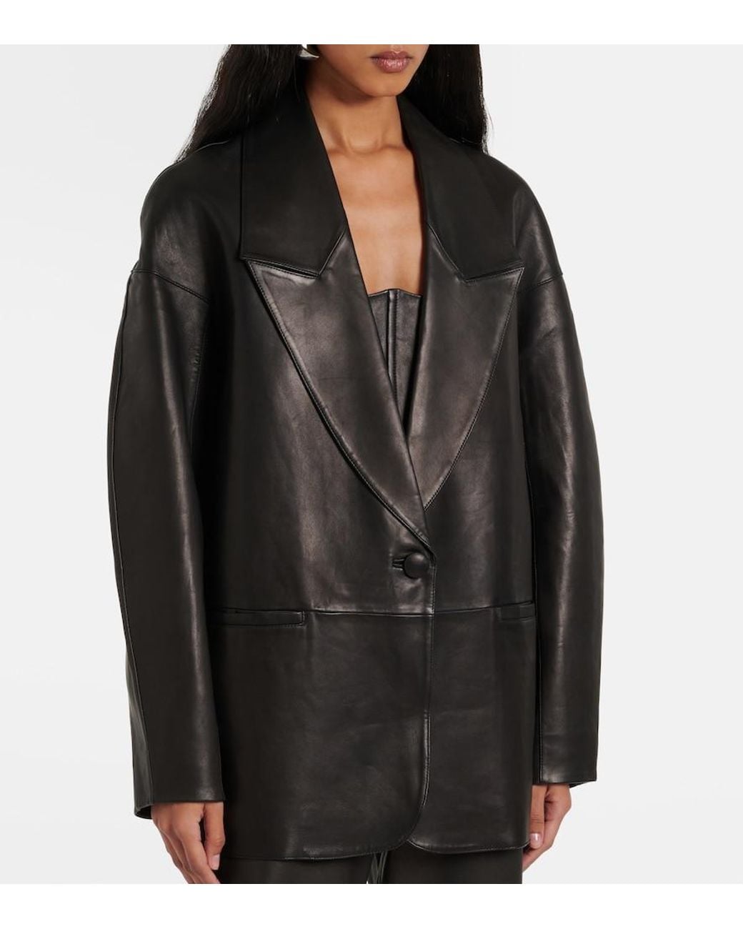 The Sei Black Slouchy Leather Blazer