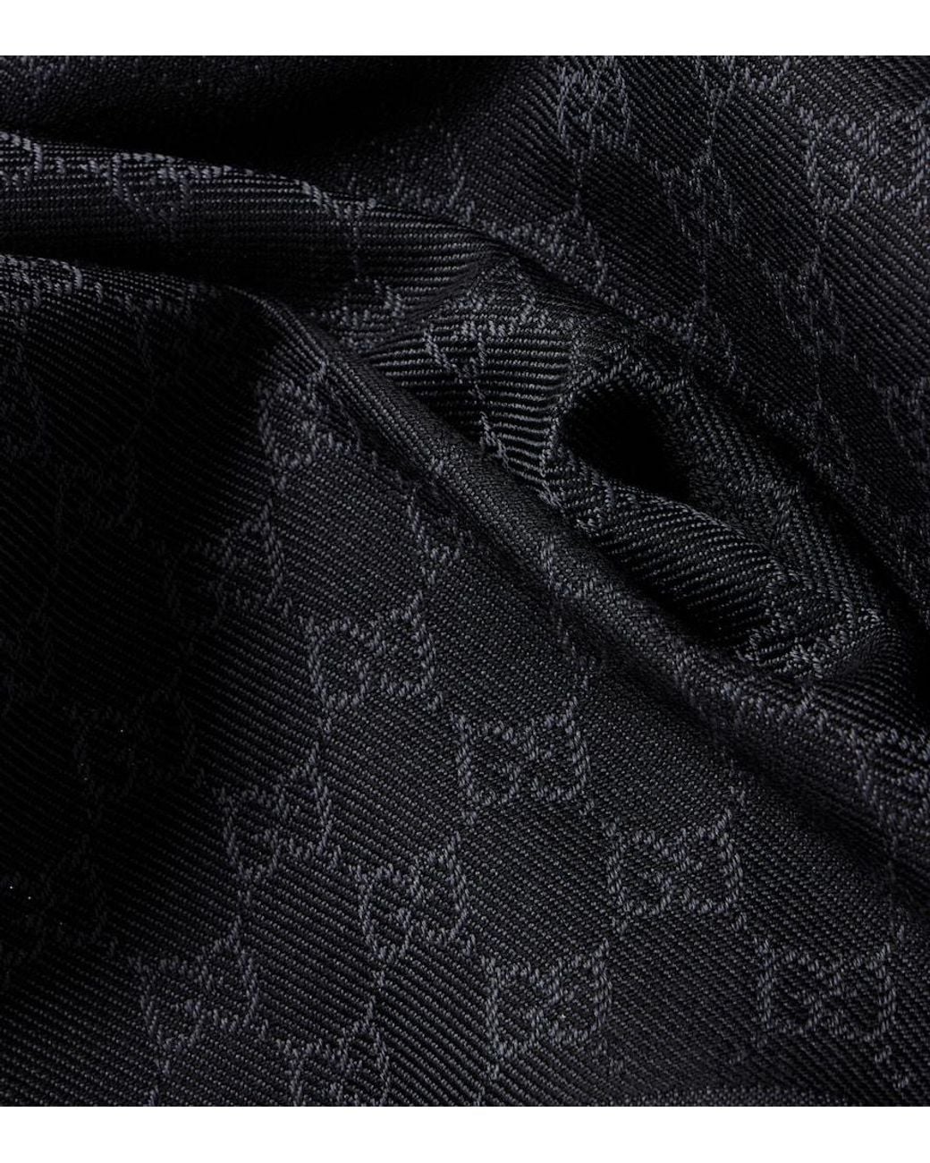 Gucci Blue Gg Wool Jacquard Scarf