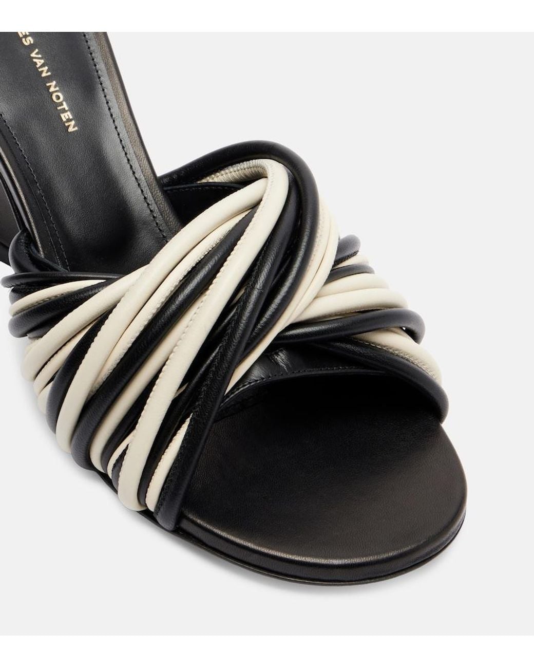 Dries Van Noten Black 75 Leather Wedge Mules