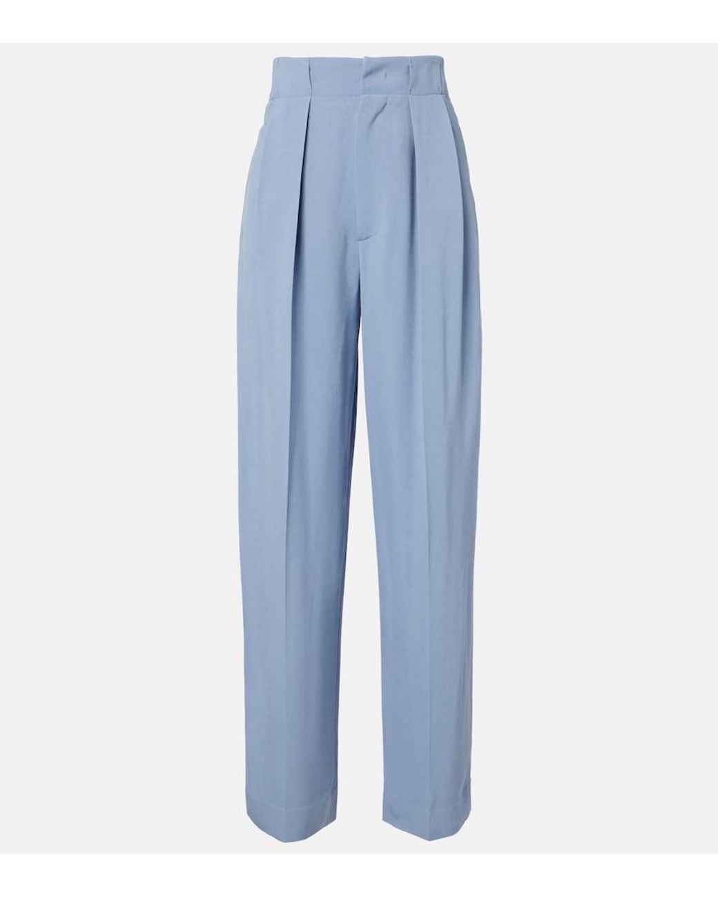 Victoria Beckham Blue Pleated Tapered Pants