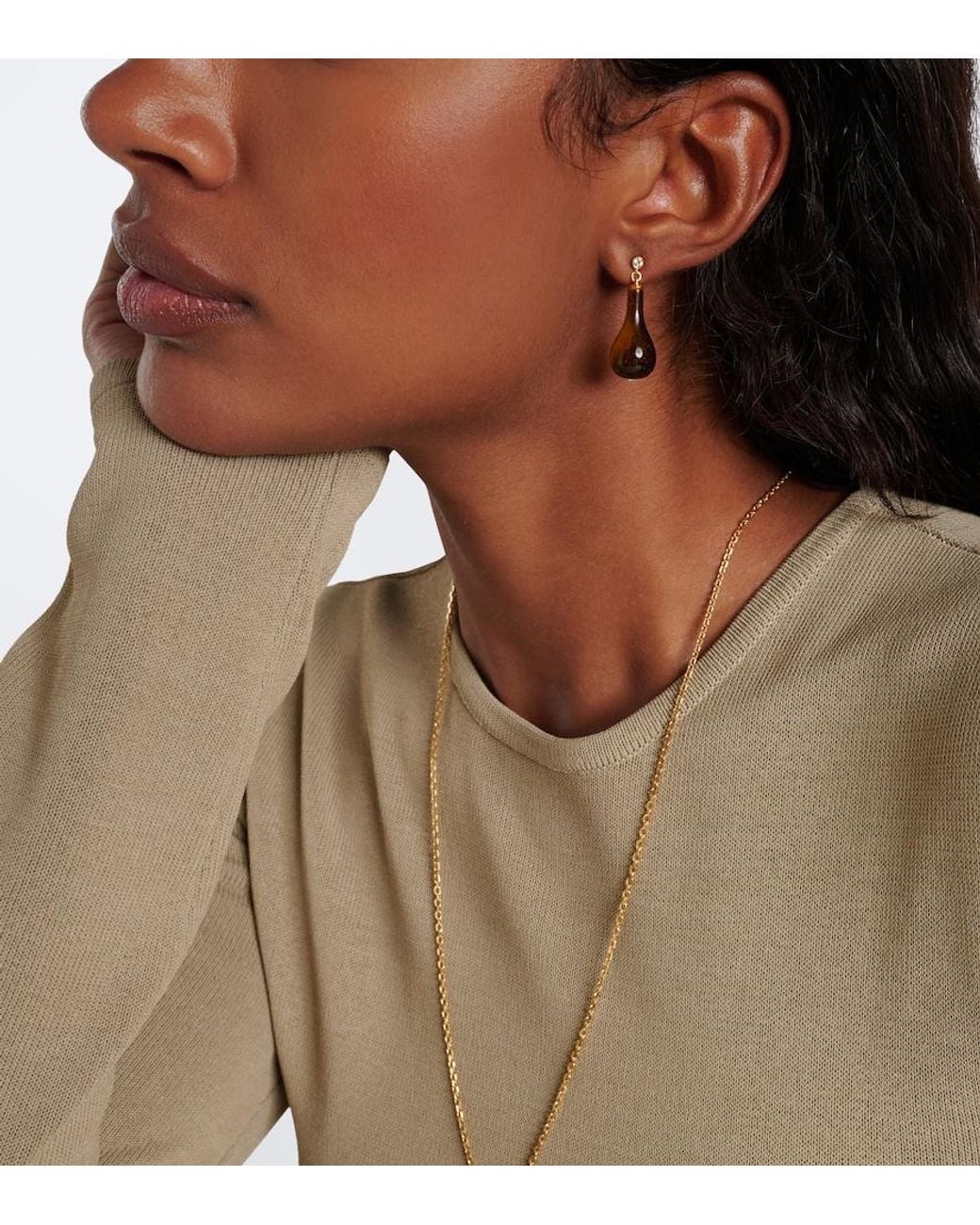 Totême  White Swarovski-Embellished Drop Earrings