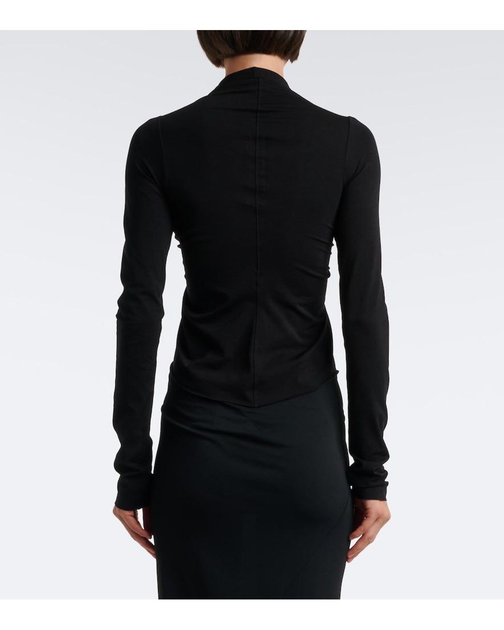 Rick Owens Black Allanah Gathered Jersey Top