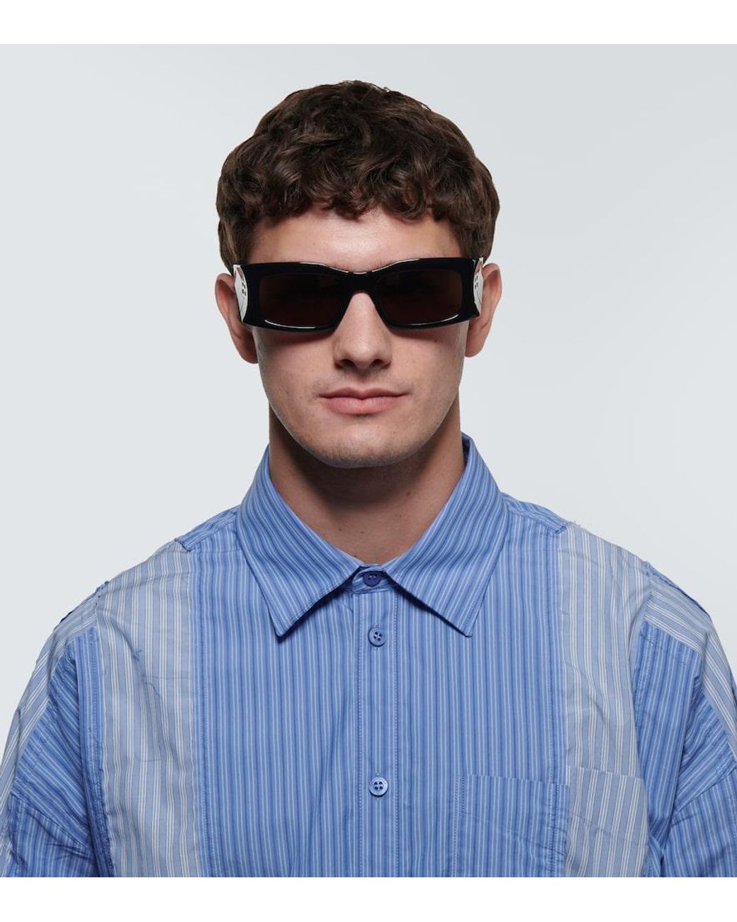 Balenciaga Gray Rectangular Sunglasses for men