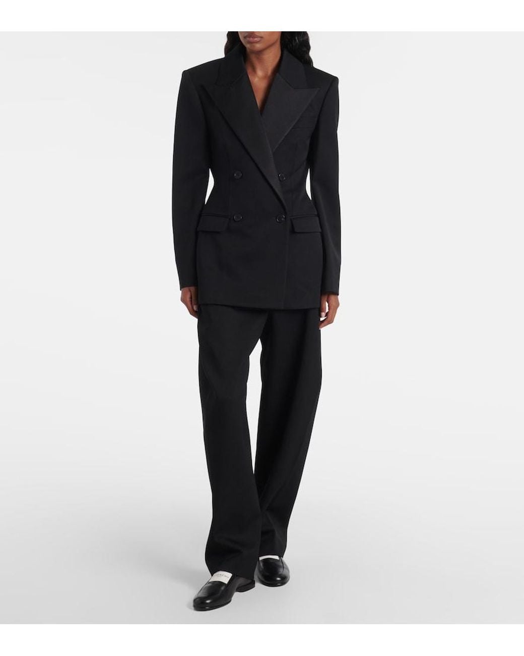 Givenchy Black Cocoon Wool Grain De Poudre Barrel-Leg Pants