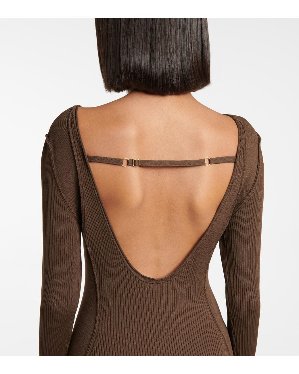 Jacquemus Le Body Yerù Ribbed-knit Bodysuit in Brown | Lyst