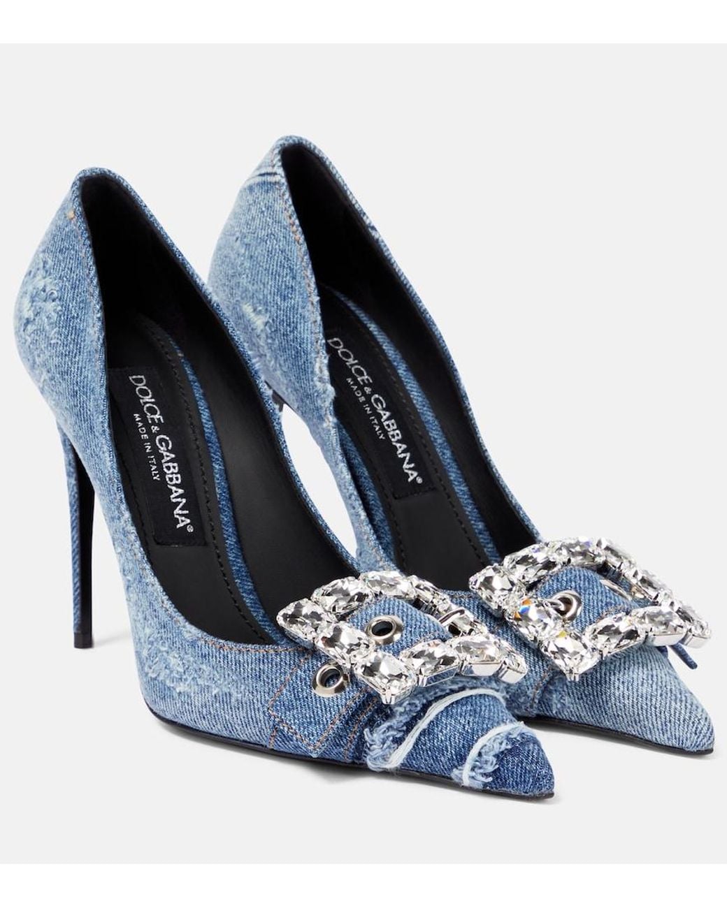 Dolce & Gabbana Blue Embellished Denim Pumps