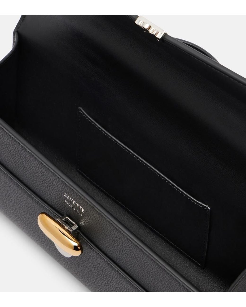 SAVETTE Black Symmetry Slim Leather Top-Handle Bag