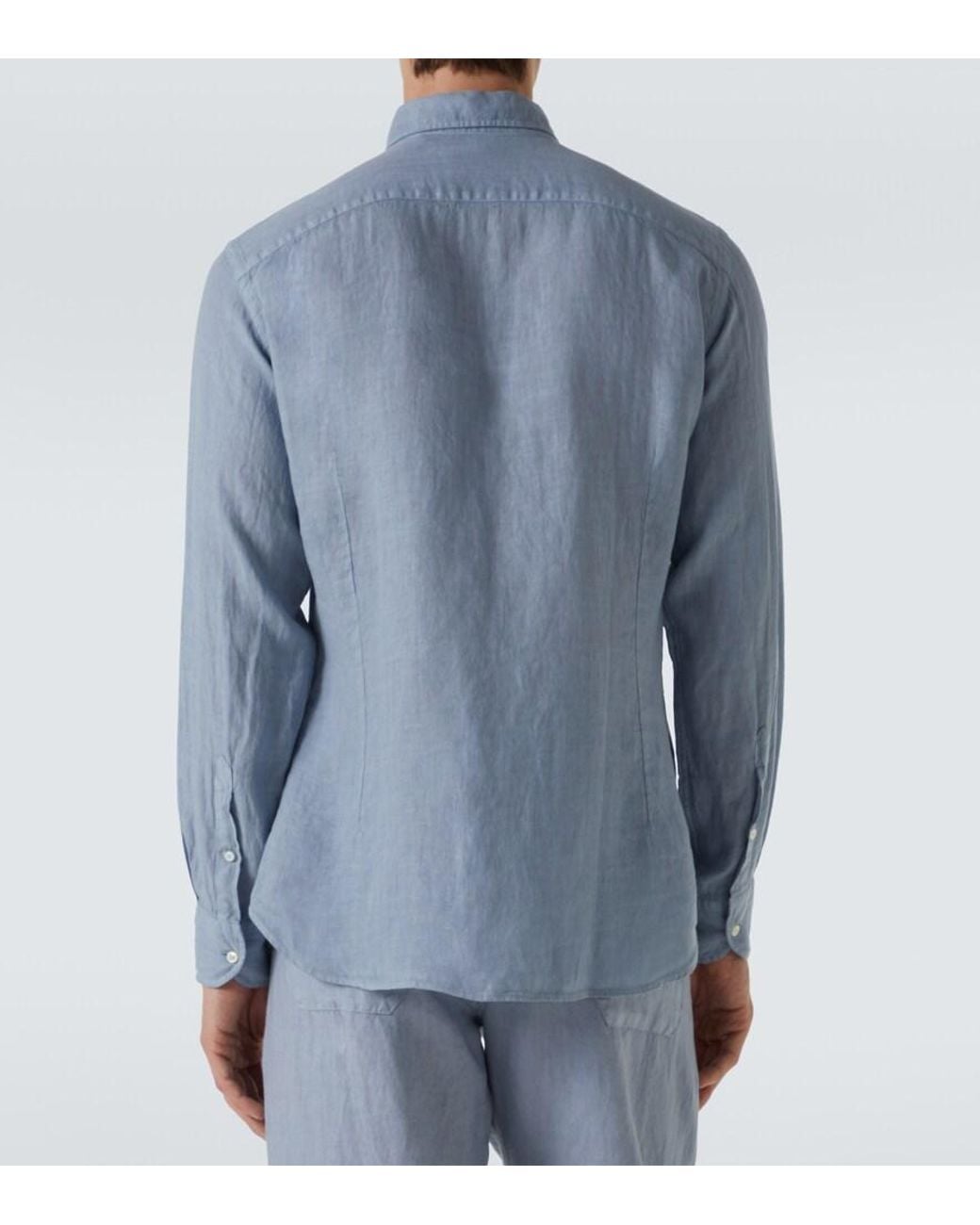 Thom Sweeney Blue Linen Shirt for men