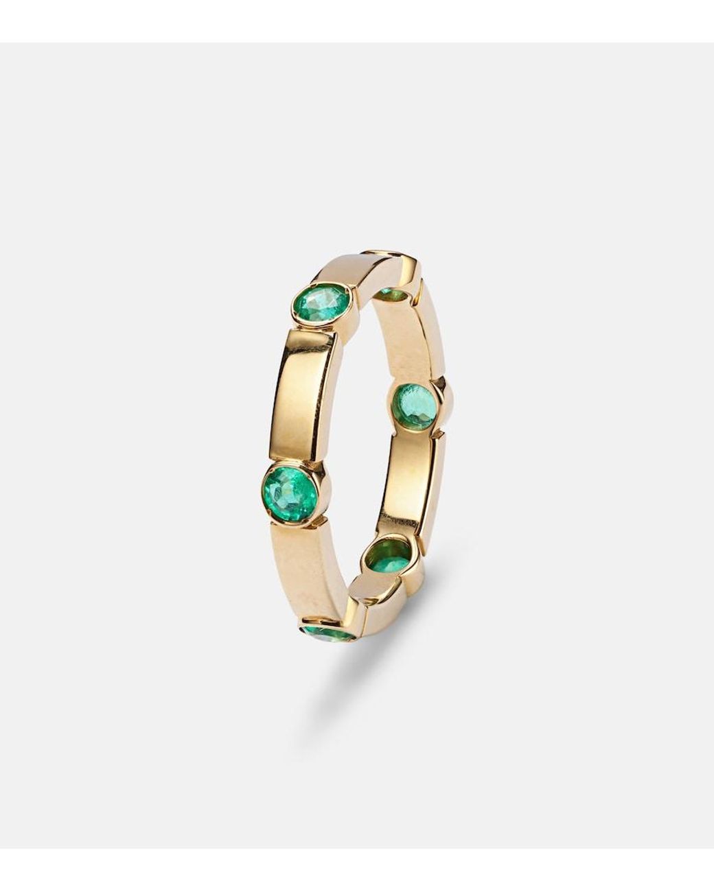 Ileana Makri Metallic Stepping Stone 18Kt Ring With Emeralds