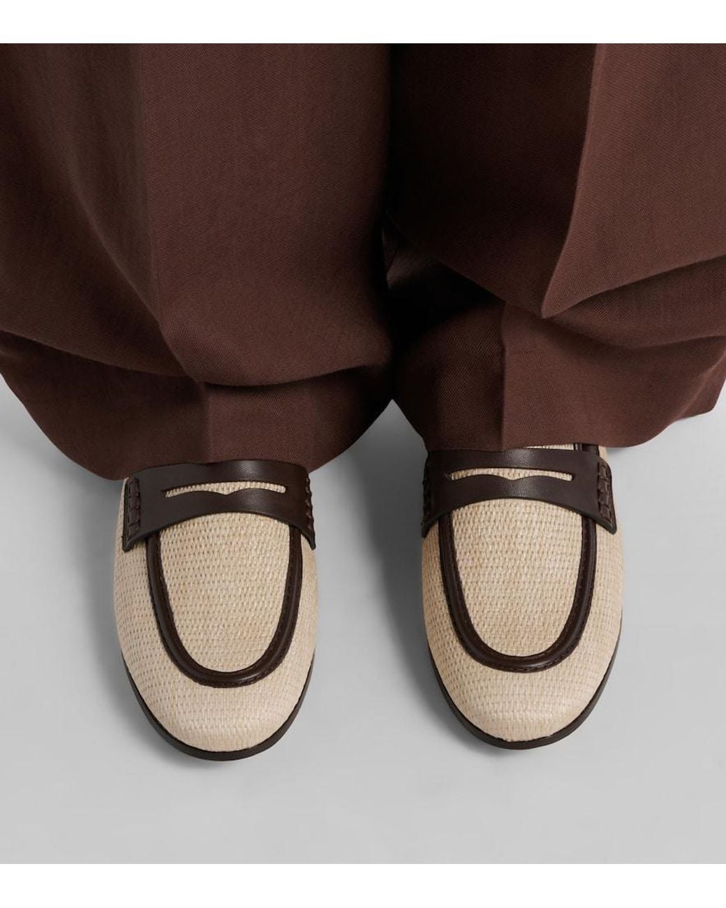 Brunello Cucinelli Black Woven Leather-Trimmed Penny Loafers