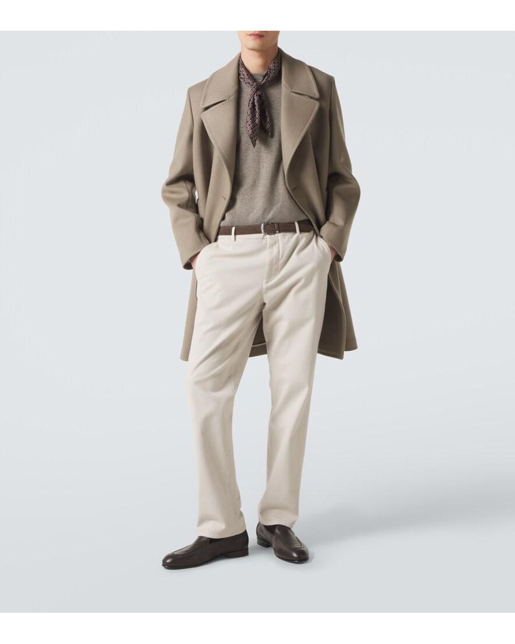 Agnona Natural Double-Breasted Cashmere Coat for men