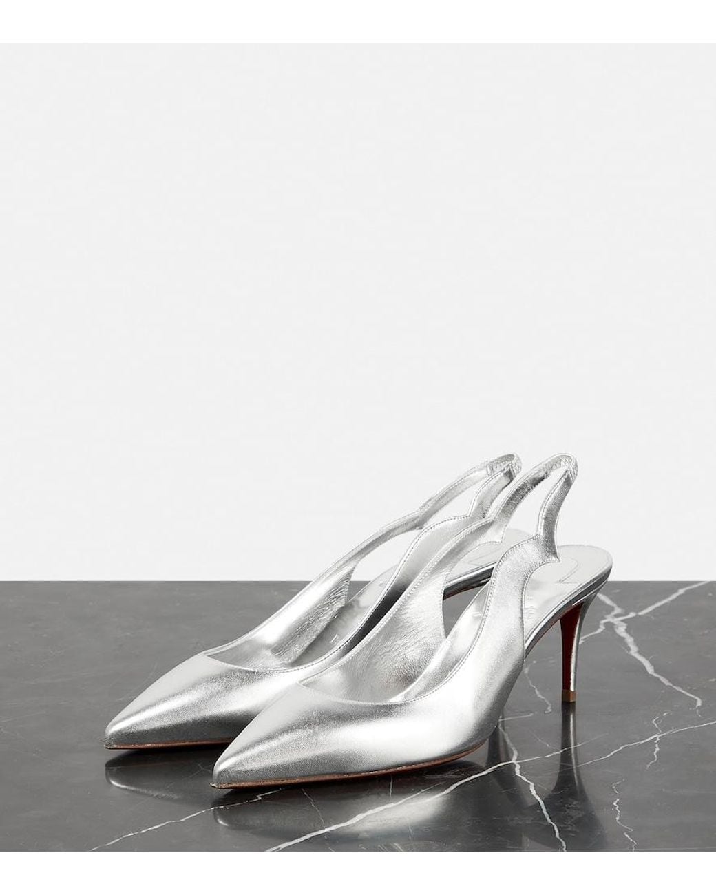 Christian Louboutin White Leather Slingback Pumps
