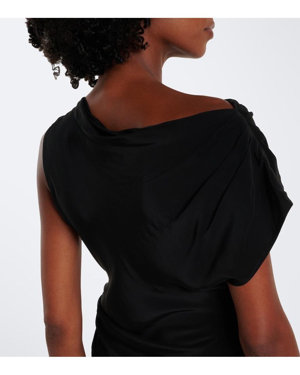 Veronica Beard Black Yvonne Draped Crepe De Chine Top